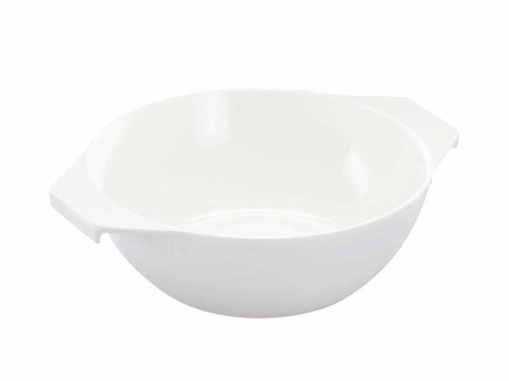Eintopfschüssel ø 19 x 6,7 cm - 1 l - Melamin weiß - mit Griffen