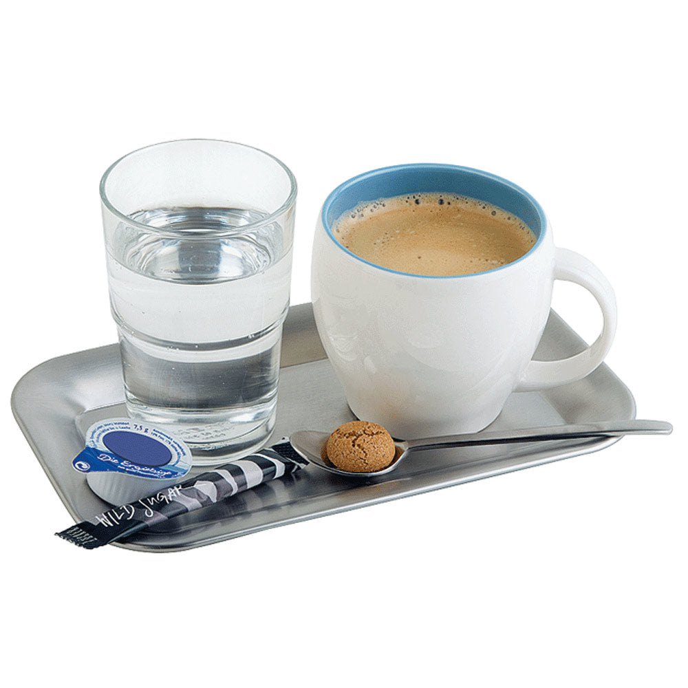 Café-Tablett rechteckig - 21,5 x 13 cm (Edelstahl mattiert)