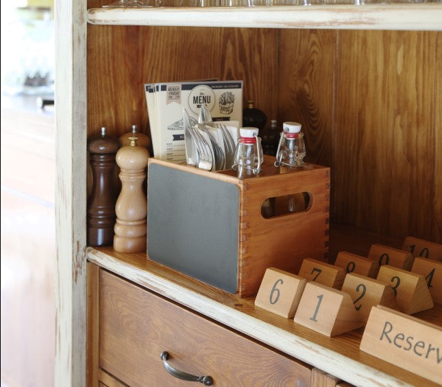 Organizer 4-Fach - Holz mit Kreidetafel 21 x 15 x 15 cm