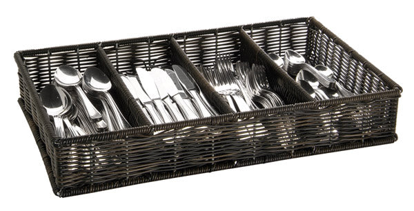 Besteckbehälter (GN 1/1) - 4 Mulden - Polyrattan