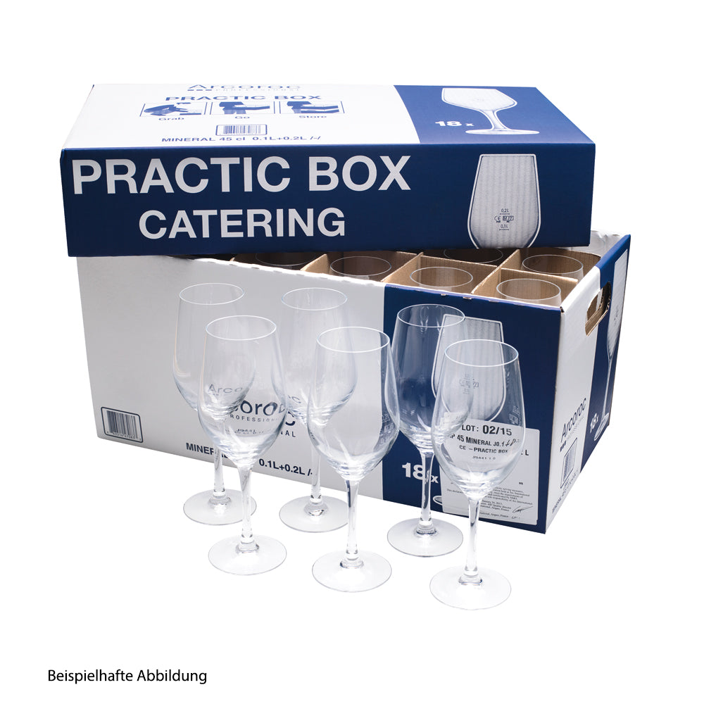 PRACTIC BOX MINERAL Weinglas (18 Stück) - 35 cl - geeicht /-/ 0,1 l + 0,2 l