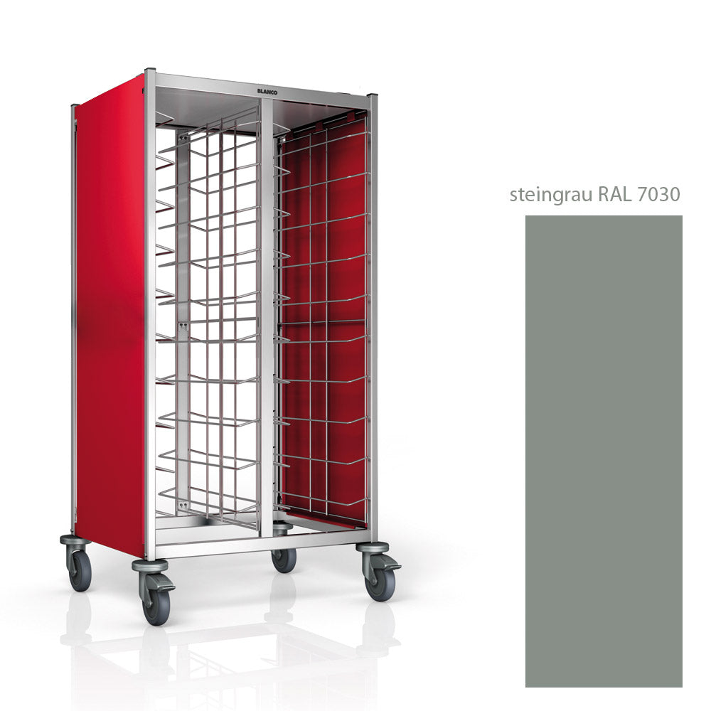 Tablett-Abräumwagen "TAW 20 KN" - 2 x 10 Einschübe - 2-seitige Verkleidung steingrau