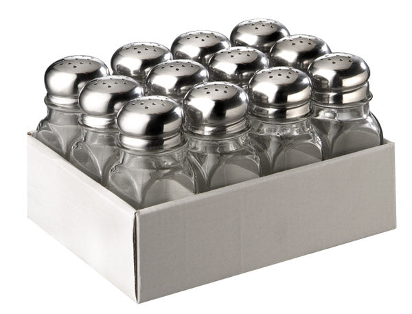 Allzweckstreuer 4 x 4 x 10 cm, 70 ml - Edelstahl, Glas- (12 Stück)