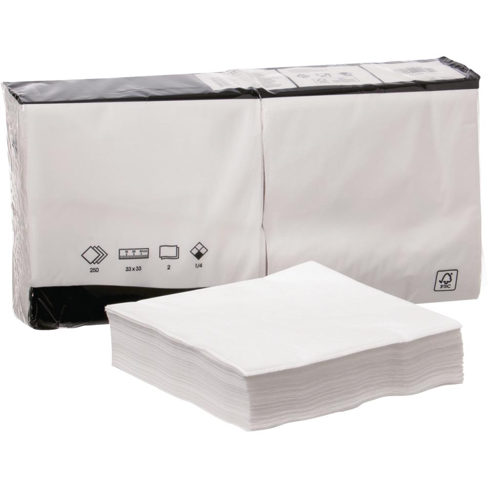 Zelltuchserviette - 33 x 33 cm - 1/4 Falz - 2 - lagig - Weiß (250 Stk.)
