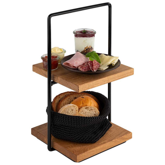 PERFECTO SMALL - Etagère - 2 stufig - 21 x 23 x 40,5 cm - Metal/Eichenholz