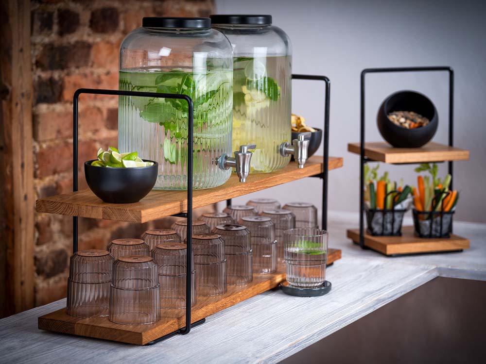 PERFECTO LARGE - Etagère - 2 stufig - 80 x 23 x 40,5 cm - Metal/Eichenholz