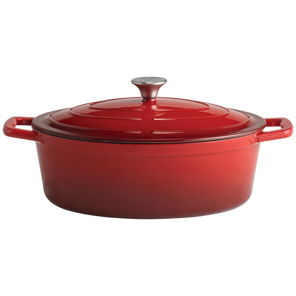 5 STARS Gusseisenbräter mit Deckel - 5 l - (33 x 25 cm) - Rot