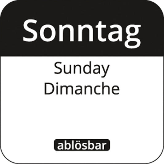 Tages-Etiketten 1" ablösbar - "Sonntag" (1.000 Stück)