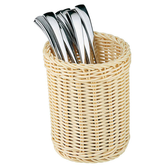 Besteckkorb - Ø 12 x 15 cm - PP-Rattan - Natur