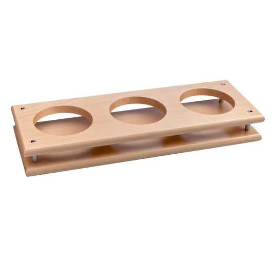 CLASSIC Holzdisplay 3-fach - Größe 50 x 18 x 7,5 cm (Bohrungen Ø 11,8 cm)