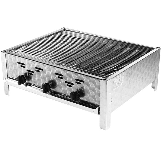 Gasbräter 3-flammig inkl. Grillrost, Druckregler & Schlauch (Outdoor geeignet)