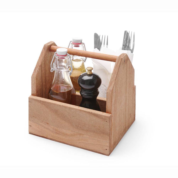 Organizer 2-Fach - Holz mit Henkel - 19 x 16 x 20 cm