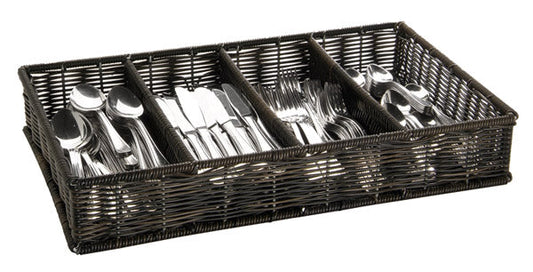 Besteckbehälter (GN 1/1) -  4 Mulden - Polyrattan