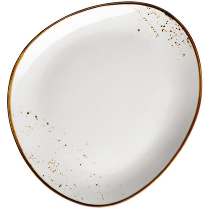 PINTAR Teller, oval - (29 x 26 cm) - Weiß mit braunen Punkten