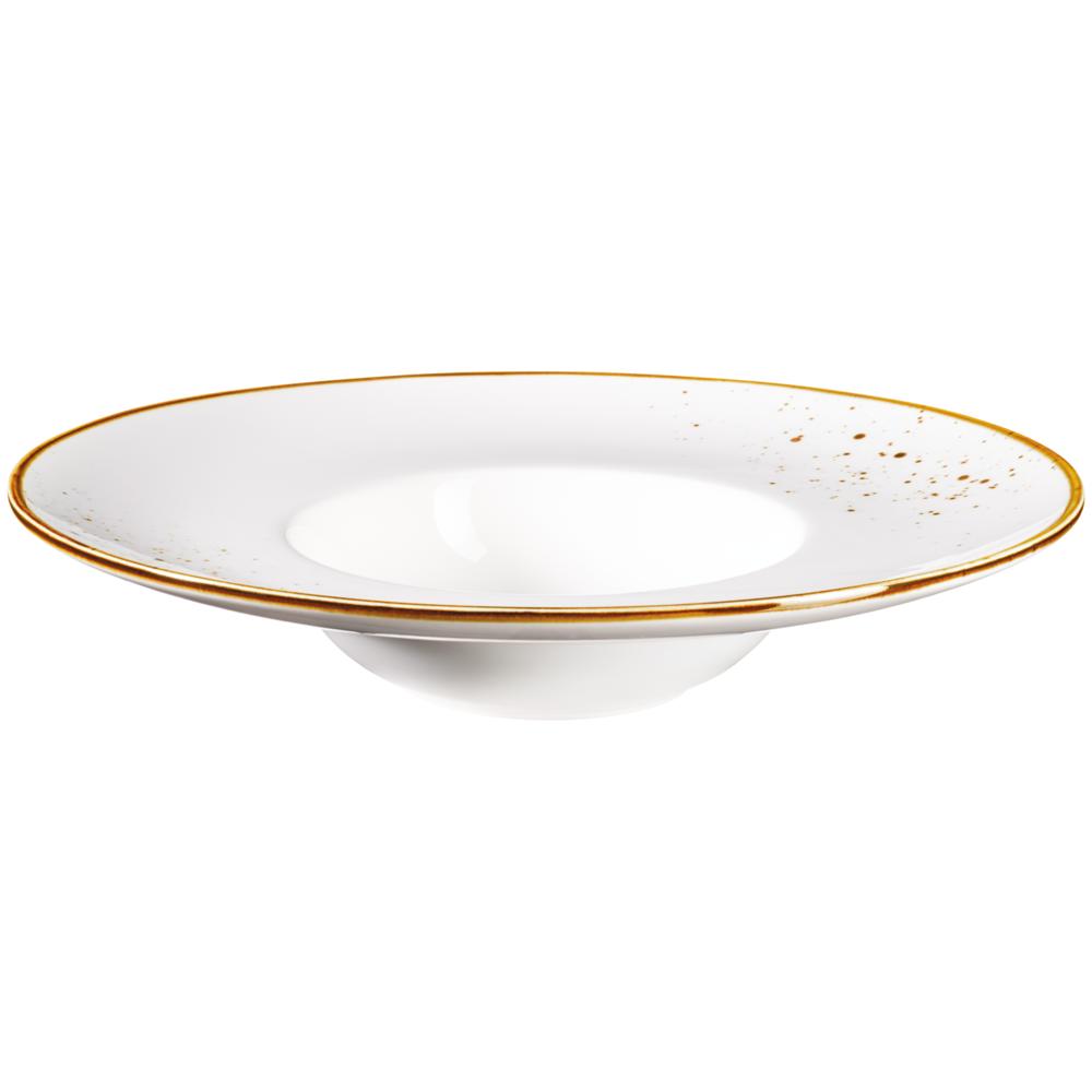 PINTAR Pastateller - 25 cl - (Ø 26 x 5 cm) - Weiß mit braunen Punkten