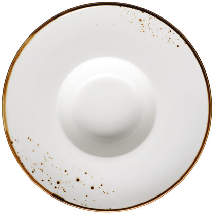 PINTAR Pastateller - 25 cl - (Ø 26 x 5 cm) - Weiß mit braunen Punkten