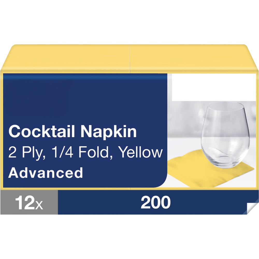 Cocktail-Serviette - 24 x 24 cm - 1/4 Falz - 2 - lagig - Gelb (200 Stk.)