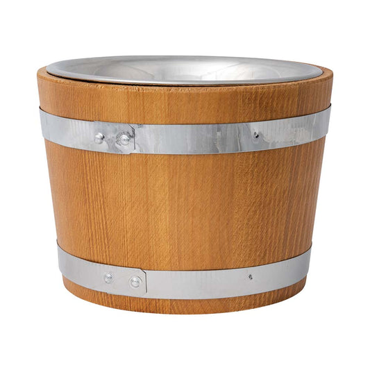 Holzfass mit Edelstahlschüssel - Ø 21,5 x 16 cm - Inhalt 1,3 l