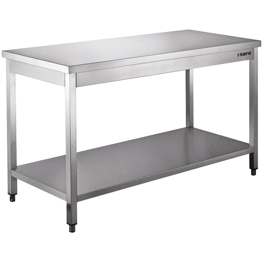 Edelstahl Arbeitstisch mit Grundboden - 1500 x 700 x 850 mm