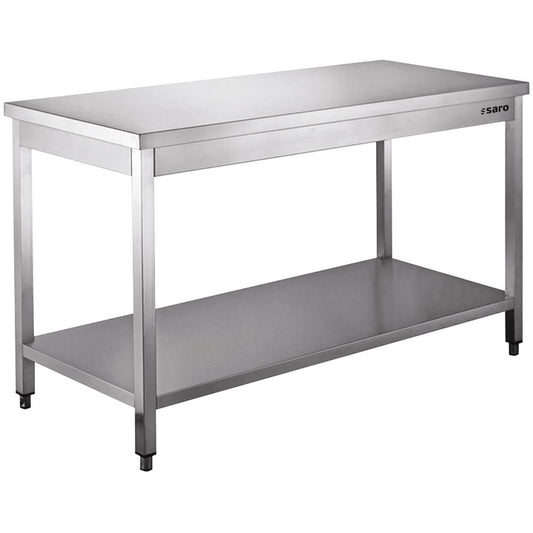 Edelstahl Arbeitstisch mit Grundboden - 2000 x 600 x 850 mm