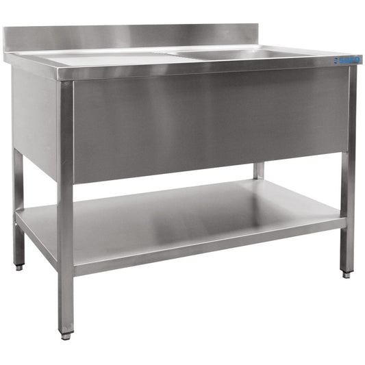 Edelstahl Spültisch - 1 Becken rechts - 1200 x 700 x 850 mm