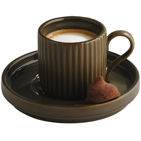 THE GRID Espresso-Untertasse - 12,5 x 2 cm - Porzellan, Mud