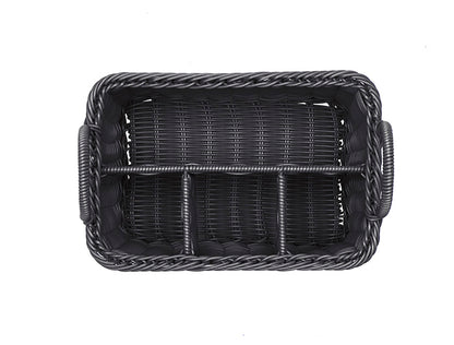 ECONOMIC Besteck- / Serviettenkasten (4-fach) - PP-Rattan - Schwarz