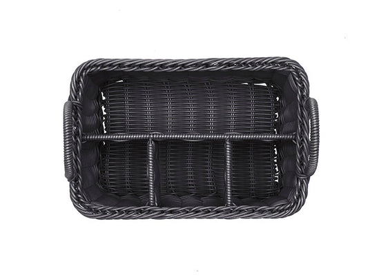 ECONOMIC Besteck- / Serviettenkasten (4-fach) - PP-Rattan - Schwarz