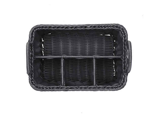 ECONOMIC Besteck- / Serviettenkasten (4-fach) - PP-Rattan - Schwarz