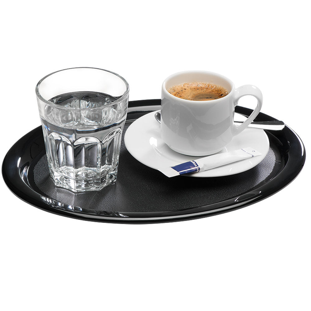 KAFFEEHAUS Serviertablett, oval - 26 x 20 cm, Melamin - Schwarz