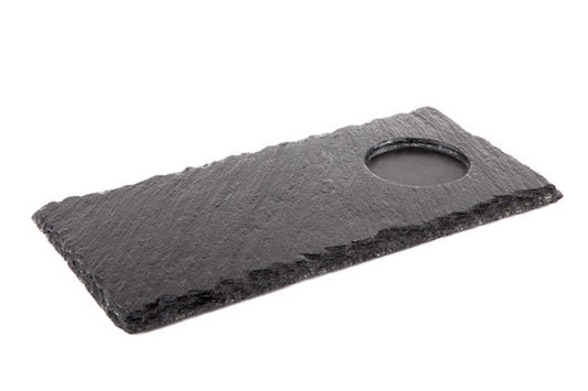 Naturschieferplatte 25 x 12 cm - mit einem Stellring Ø 5,5 cm