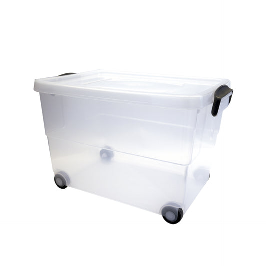 Transportbox 59 x 40 x 38 cm (60 l) - PP transparent - fahrbar