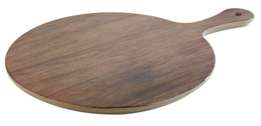 EICHE Servierplatte Ø 30 x 1,5 cm, Griff 12 cm, Melamin - Holzoptik