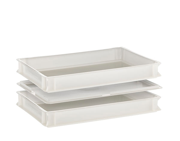 Pizzaballenbehälter HDPE weiß (Größe 60 x 40 x 7,5 cm)