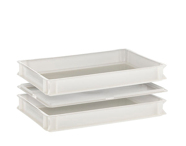 Pizzaballenbehälter HDPE weiß (Größe 60 x 40 x 7,5 cm)