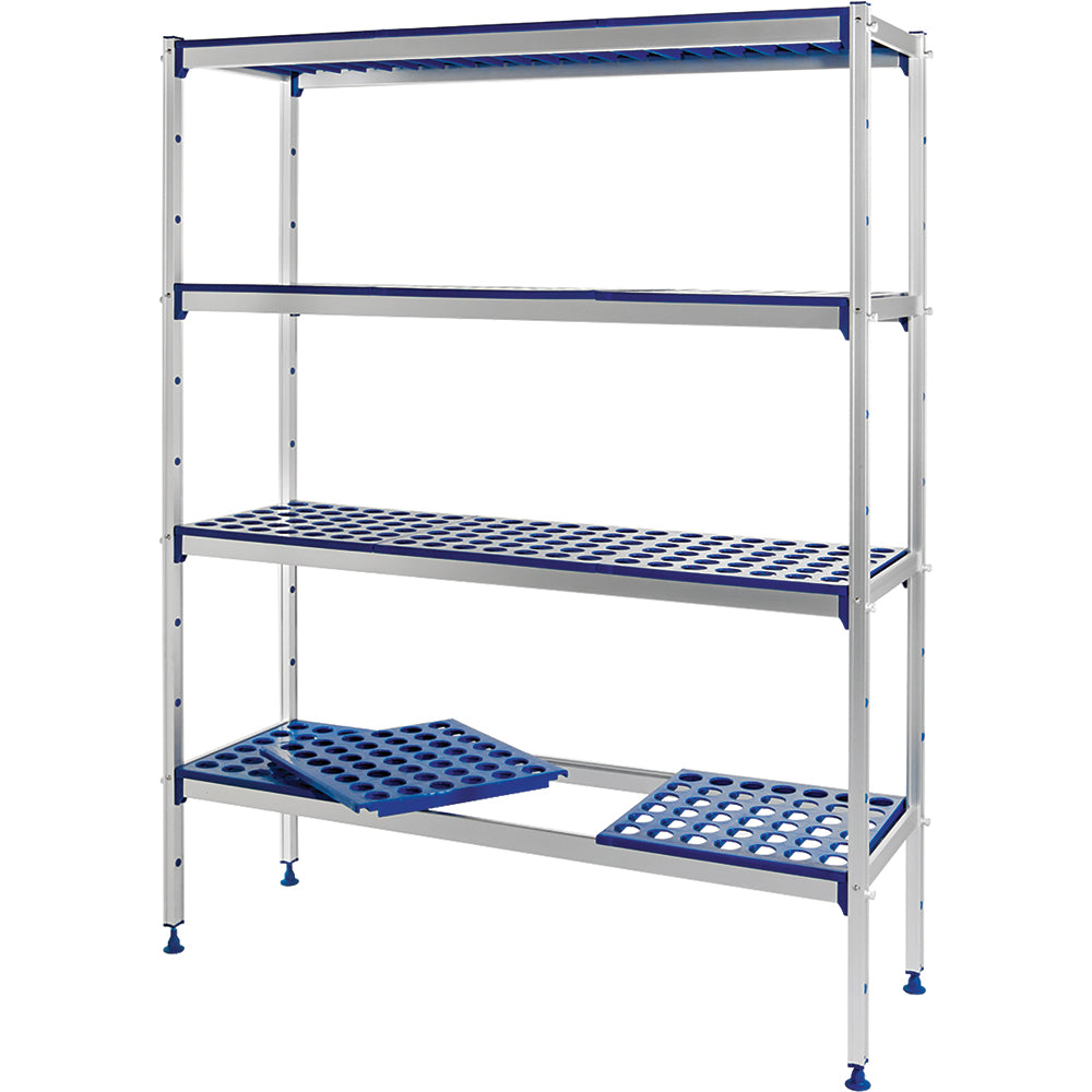Kühlhausregal mit 4 PP-Gitterböden - 128 x 40,5 x 168,5 cm