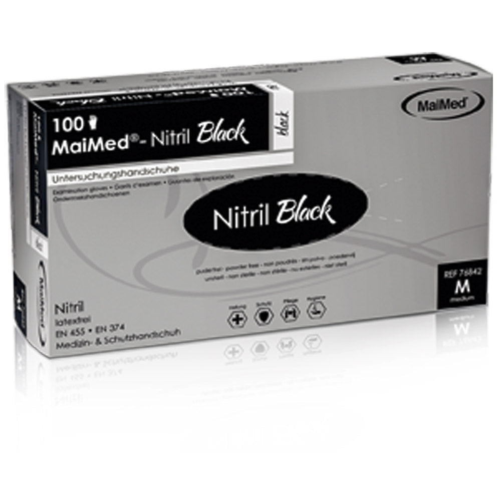Nitril-Einmalhandschuhe, schwarz ungepudert - Größe S (100 Stück)