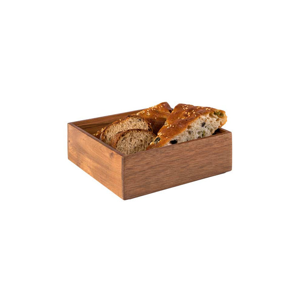 WOODY Holzbox/Holzbox/Tischbehälter  1-fach  15 x 15 x 5,5 cm, Akazienholz, Servierbox für Brot & M