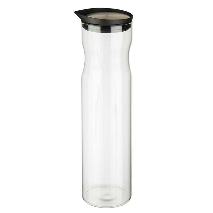 Glas-Karaffe mit Edelstahl-Deckel - Ø 8 x 32 cm (Inhalt 1,2 l)