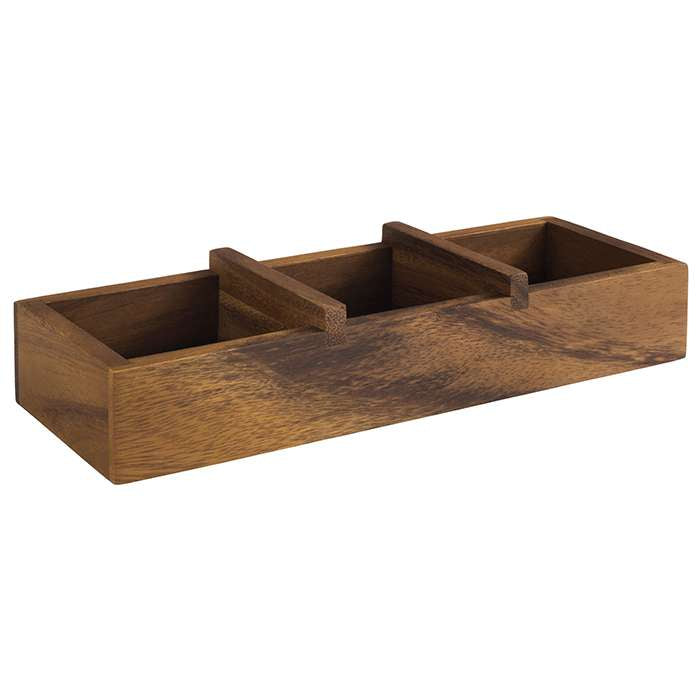 ACACIA Tischbehälter für Weck-Gläser  23,5 x 8,5 x 4,5 cm   mit 3 Fächern
