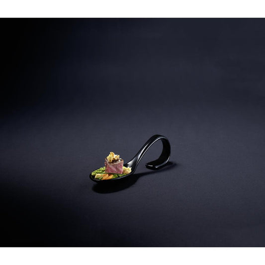 Gourmet- & Fingerfood-Löffel aus Porzellan  14 x 4,5 cm  Schwarz