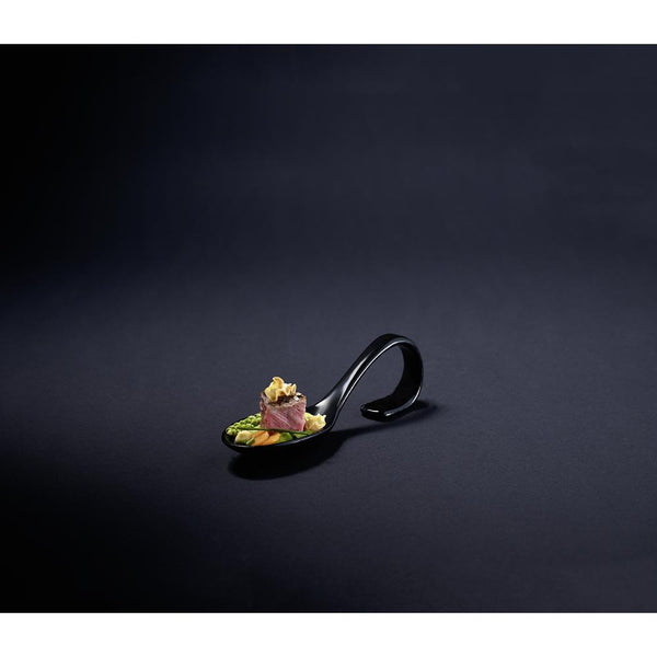 Gourmet- & Fingerfood-Löffel aus Porzellan  14 x 4,5 cm  Schwarz
