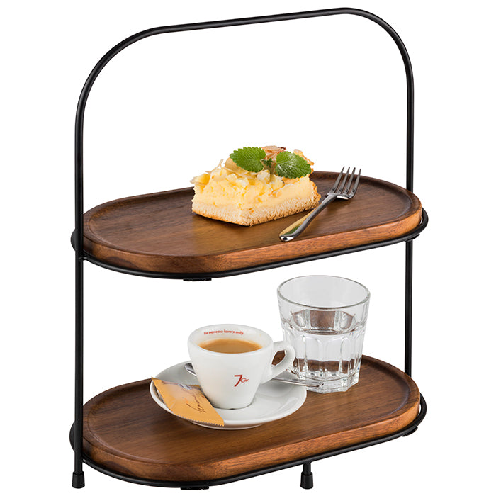 ALL-ROUNDER 2-stufige Etagère (5-tlg.) - 31 x 17 x 37.5 cm - Akazie. Metall