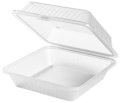 ECO TAKE OUT Mehrweg-Menüschale, Deckel hoch - 23,5 x 17 x 12 cm - PP - weiß