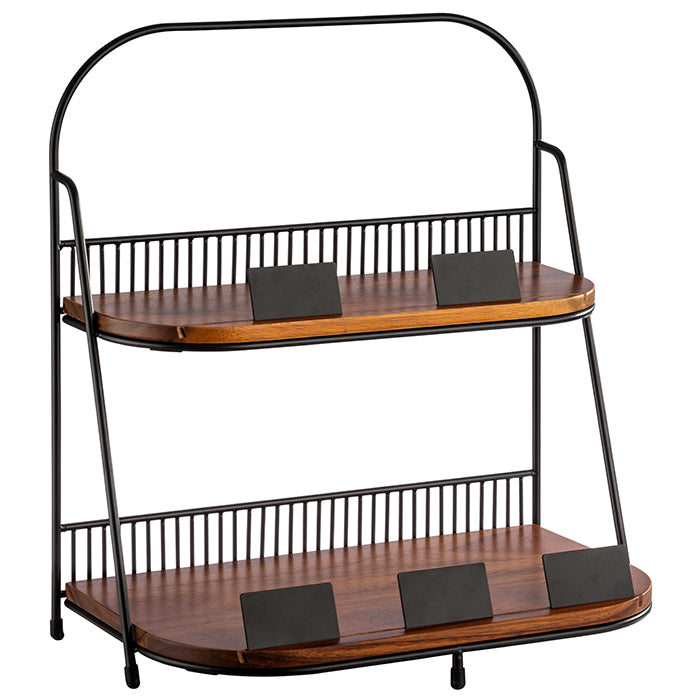 ALL ROUNDER  Etagère   2 - stufige - 21 x 35,5 cm - Schwarz, Braun - Metall/Holz