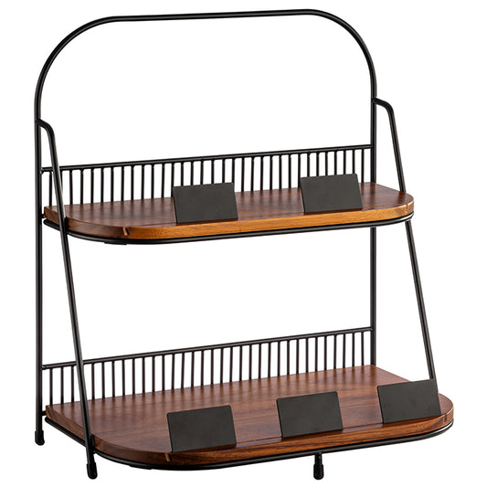 ALL ROUNDER  Etagère   2 - stufige - 21 x 35,5 cm - Schwarz, Braun - Metall/Holz