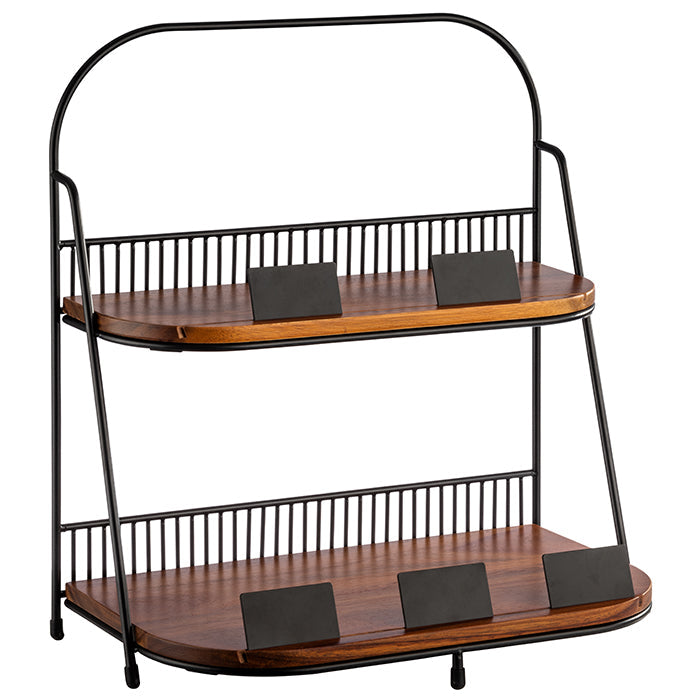 ALL ROUNDER  Etagère   2 - stufige - 21 x 35,5 cm - Schwarz, Braun - Metall/Holz