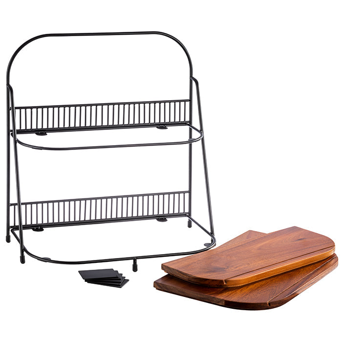 ALL ROUNDER  Etagère   2 - stufige - 21 x 35,5 cm - Schwarz, Braun - Metall/Holz