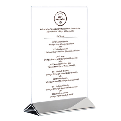 SIGN Kartenhalter, 2 - teilig - 15 x 7 x 23 cm - Transparent, Edelstahl