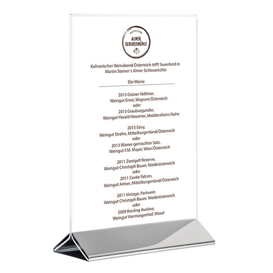 SIGN Kartenhalter, 2 - teilig - 15 x 7 x 23 cm - Transparent, Edelstahl
